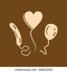 Very Useful Editable Vector icon of Balloons on coffee color background. eps-10.