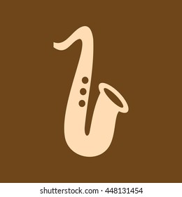 Very Useful Editable Vector icon of Saxophone on coffee color background. eps-10.