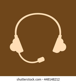 Very Useful Editable Vector icon of Headphone on coffee color background. eps-10.