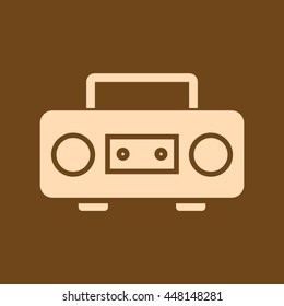 Very Useful Editable Vector icon of Cassette Player on coffee color background. eps-10.