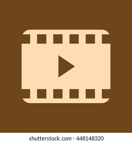 Very Useful Editable Vector icon of Movie play on coffee color background. eps-10.