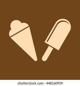 Very Useful Editable Vector icon of Ice Cream & Candy on coffee color background. eps-10.