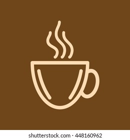 Very Useful Editable Vector icon of Tea or Coffee Cup on coffee color background. eps-10.