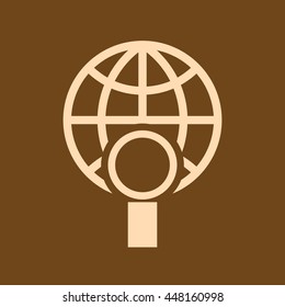 Very Useful Editable Vector icon of Global Search on coffee color background. eps-10.