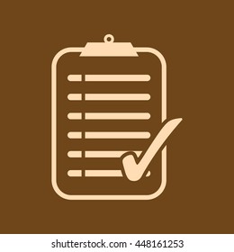 Very Useful Editable Vector icon of Check List on coffee color background. eps-10.