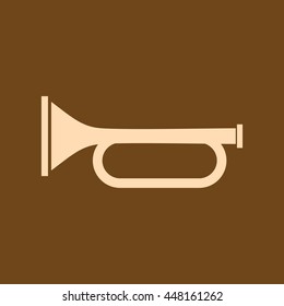 Very Useful Editable Vector icon of Trumpet on coffee color background. eps-10.