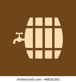 Very Useful Editable Vector icon of Beer Barrel on coffee color background. eps-10.