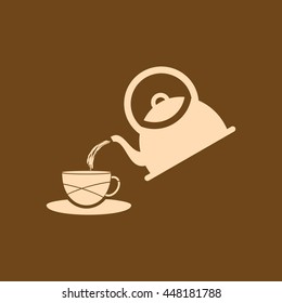 Very Useful Editable Vector icon of Tea Pot, Kettle on coffee color background. eps-10.
