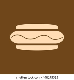 Very Useful Editable Vector icon of Hot Dog on coffee color background. eps-10.