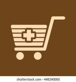 Very Useful Editable Vector icon of Shopping cart on coffee color background. eps-10.