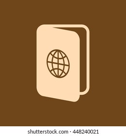 Very Useful Editable Vector icon of Passport on coffee color background. eps-10.