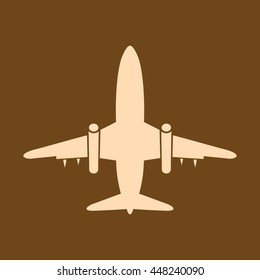 Very Useful Editable Vector icon of Airplane on coffee color background. eps-10.