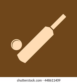 Very Useful Editable Vector icon of Cricket Bat & Ball on coffee color background. eps-10.