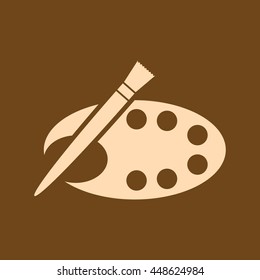 Very Useful Editable Vector icon of Color Plate on coffee color background. eps-10.