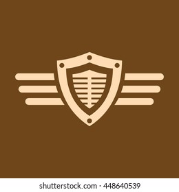 Very Useful Editable Vector icon of Shield on coffee color background. eps-10.