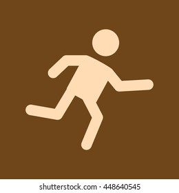 Very Useful Editable Vector icon of Runner on coffee color background. eps-10.
