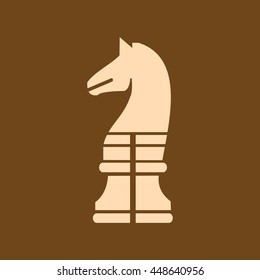 Very Useful Editable Vector icon of Chess knight on coffee color background. eps-10.