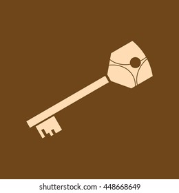 Very Useful Editable Vector icon of Key on coffee color background. eps-10.