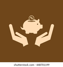 Very Useful Editable Vector icon of Piggy Bank, Save money on coffee color background. eps-10.