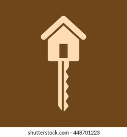 Very Useful Editable Vector icon of Key on coffee color background. eps-10.