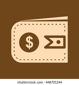Very Useful Editable Vector icon of Wallet on coffee color background. eps-10.