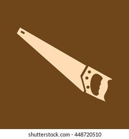 Very Useful Editable Vector icon of Hand Saw on coffee color background. Eps-10.