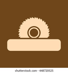 Very Useful Editable Vector icon of Saw Wheel on coffee color background. Eps-10.