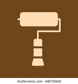 Very Useful Editable Vector icon of Rolling Paint Brush on coffee color background. Eps-10.