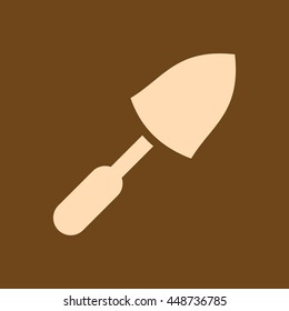Very Useful Editable Vector icon of Trowel on coffee color background. Eps-10.