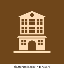 Very Useful Editable Vector icon of Hospital on coffee color background. Eps-10.