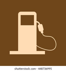 Very Useful Editable Vector icon of Filling Station on coffee color background. Eps-10.