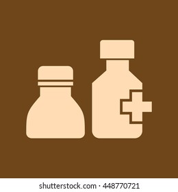 Very Useful Editable Vector icon of Drug bottle on coffee color background. eps-10.