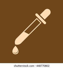 Very Useful Editable Vector icon of Dropper on coffee color background. eps-10.