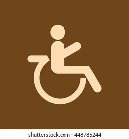 Very Useful Editable Vector icon of Patient on Wheelchair on coffee color background. eps-10.