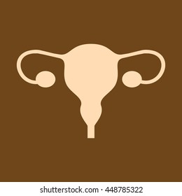 Very Useful Editable Vector icon of Uterus on coffee color background. eps-10.