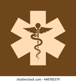 Very Useful Editable Vector icon of Medical Symbol on coffee color background. eps-10.