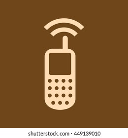 Very Useful Editable Vector icon of Mobile phone on coffee color background. eps-10.