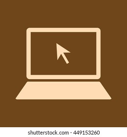 Very Useful Editable Vector icon of laptop on coffee color background. eps-10.