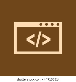Very Useful Editable Vector icon of code on coffee color background. eps-10.