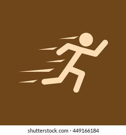 Very Useful Editable Vector icon of  runner on coffee color background. eps-10.