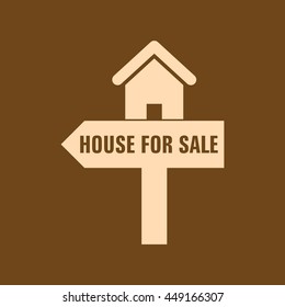 Very Useful Editable Vector icon of House or Property Sale sign on coffee color background. eps-10.