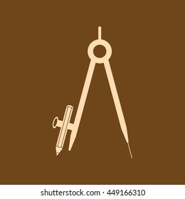 Very Useful Editable Vector icon of Geometry Compass on coffee color background. eps-10.