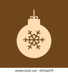 Very Useful Editable Vector icon of  Christmas ball on coffee color background. eps-10.