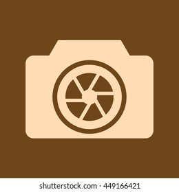 Very Useful Editable Vector icon of Camera on coffee color background. eps-10.