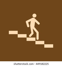 Very Useful Editable Vector icon of Man on Downstairs on coffee color background. eps-10.