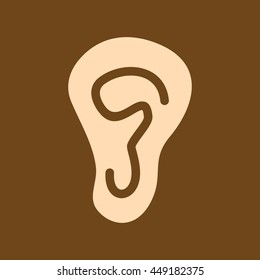 Very Useful Editable Vector icon of Ear on coffee color background. eps-10.