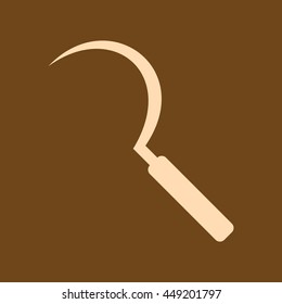 Very Useful Editable Vector icon of sickle on coffee color background. eps-10.