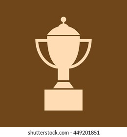 Very Useful Editable Vector icon of winning trophy on coffee color background. eps-10.