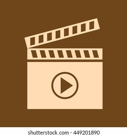 Very Useful Editable Vector icon of Movie, Play on coffee color background. eps-10.