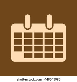 Very Useful Editable Vector icon of Calendar on coffee color background. eps-10.